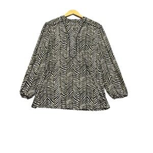 J Mclaughlin Women Blouse Top‎ Size XL Zebra Animal Print Catalina Long Sleeve